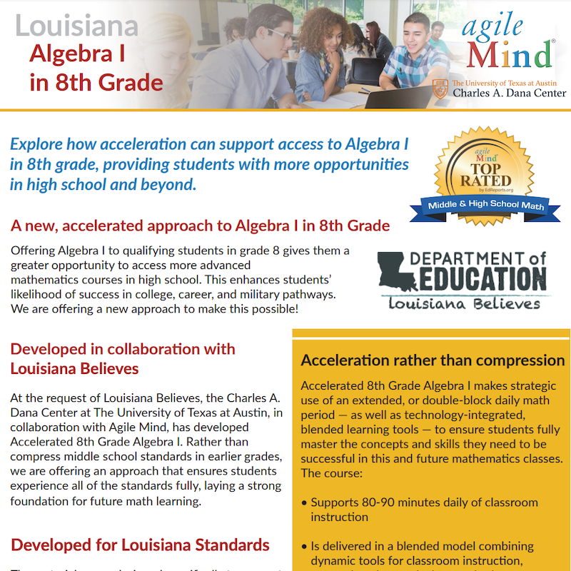 Louisiana Accelerated 8th Grade Algebra I Fact Sheet