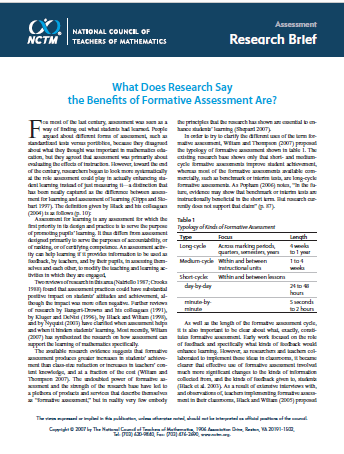 NCTM Formative Assessment Brief