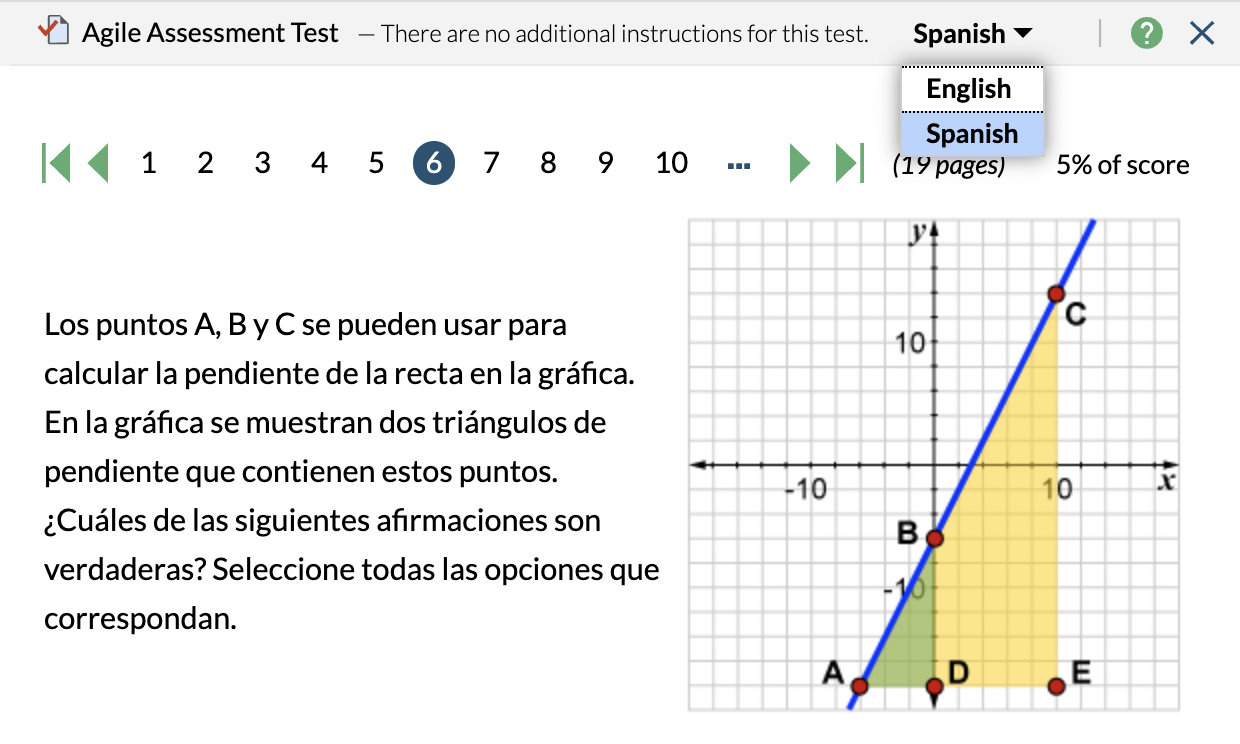 Example of an Agile Assessment Item in for the ELLs version